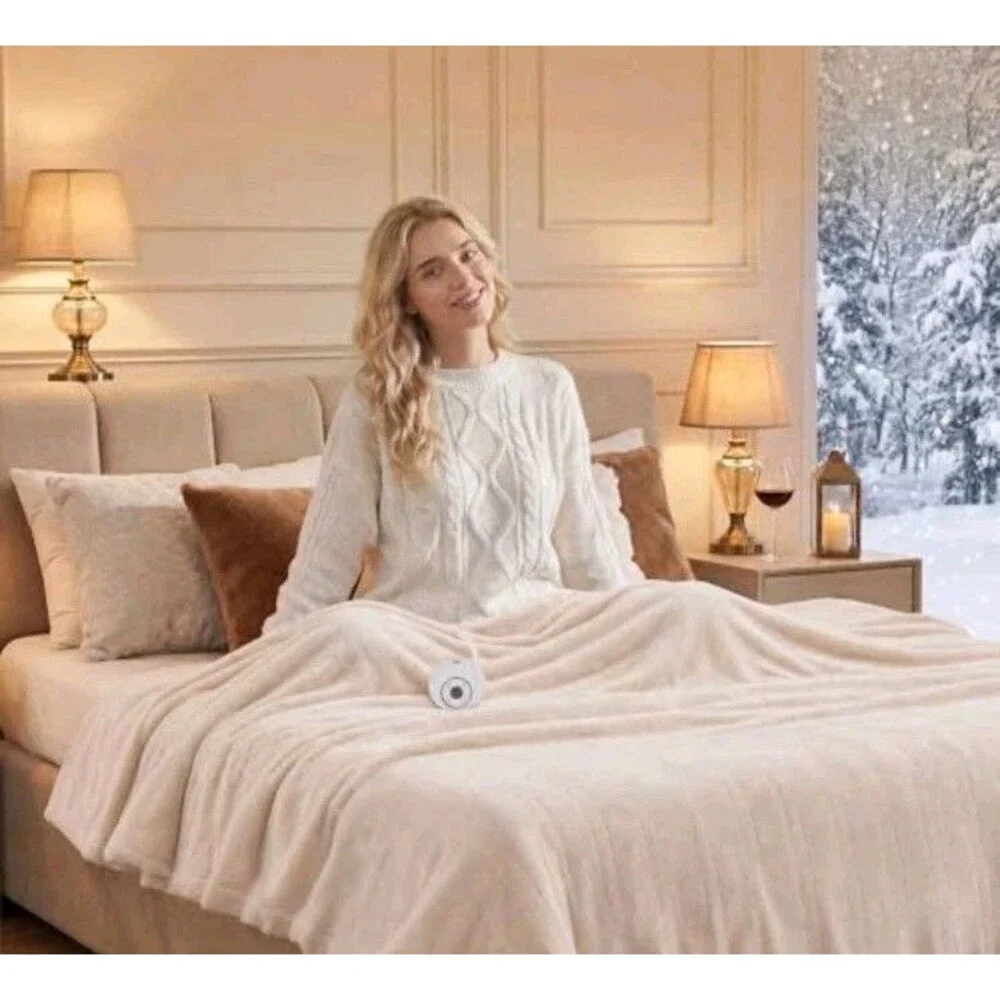 Sealy Electric Blanket Queen Flannel Sherpa Heated Reversible 84x90